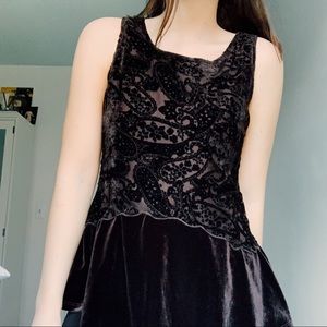 Brown Velvet Peplum Top